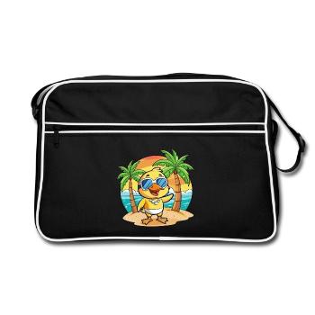 Duck Funny Cartoon Summer Beach Sunglasses - Retro Bag - black/white - Front