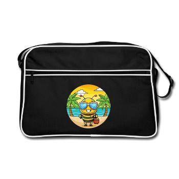 Biene Lustige Cartoon Sommer Strand Sonnenbrille - Retro Tasche - Schwarz/Weiß - Vorne