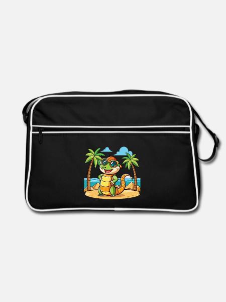 Anaconda Lustige Cartoon Sommer Strand Sonnenbrille - Retro Tasche - Schwarz/Weiß - Vorne