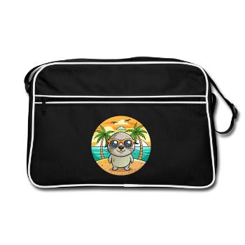 Lunettes de soleil de plage d’été de dessin animé drôle de phoque - Sac Retro - noir/blanc - Devant
