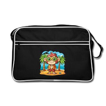 Lunettes de soleil de plage d’été de dessin animé drôle de singe - Sac Retro - noir/blanc - Devant