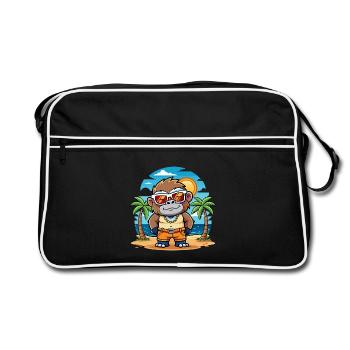 Gorilla Funny Cartoon Summer Beach Sunglasses - Retro Bag - black/white - Front