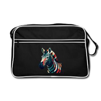 Zebra Cartoon Character Colorful Pet Animal - Retro Bag - black/white - Front