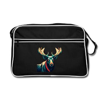 Moose Cartoon Character Colorful Pet Animal - Retro Bag - black/white - Front