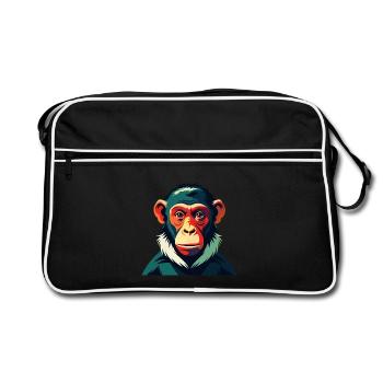 Singe Dessin Animé Personnage Animal De Compagnie Coloré - Sac Retro - noir/blanc - Devant