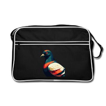 Pigeon Dessin animé Personnage Animal de compagnie coloré - Sac Retro - noir/blanc - Devant