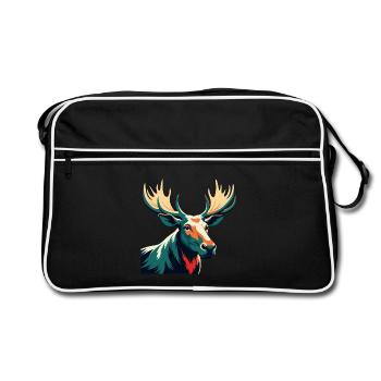 Moose Cartoon Character Colorful Pet Animal - Retro Bag - black/white - Front