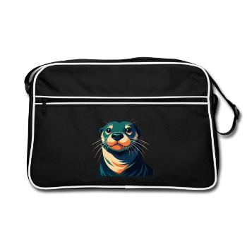 loutre dessin animé personnage animal de compagnie coloré - Sac Retro - noir/blanc - Devant
