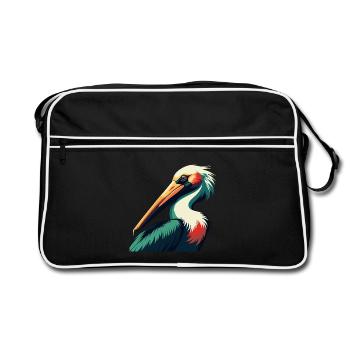 Pélican Dessin animé Personnage Animal de compagnie coloré - Sac Retro - noir/blanc - Devant