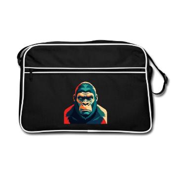 Gorille dessin animé personnage animal de compagnie coloré - Sac Retro - noir/blanc - Devant