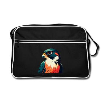Personnage de dessin animé de faucon animal de compagnie coloré - Sac Retro - noir/blanc - Devant