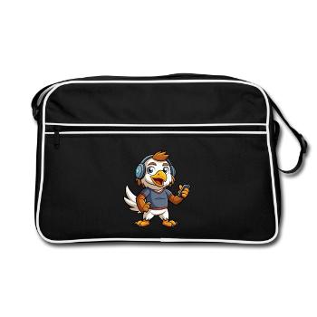 Eagle Funny Cartoon Character Musique de casque - Sac Retro - noir/blanc - Devant