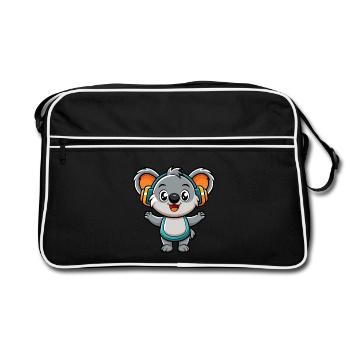 Koala Funny Cartoon Character Musique de casque - Sac Retro - noir/blanc - Devant