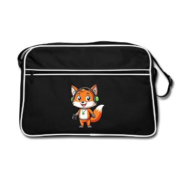 Fox Funny Cartoon Character Musique de casque - Sac Retro - noir/blanc - Devant