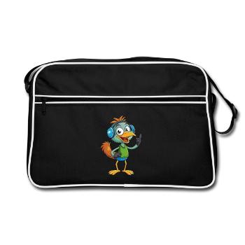 Emu Funny Cartoon Character Musique de casque - Sac Retro - noir/blanc - Devant