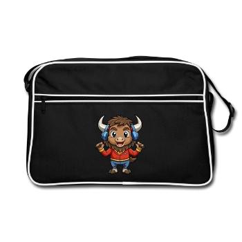 Bison Funny Cartoon Character Casque Musique - Sac Retro - noir/blanc - Devant