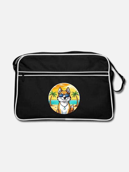 Westsibirische Laika-Hunderasse Cartoon-Sonnenbrille - Retro Tasche - Schwarz/Weiß - Vorne