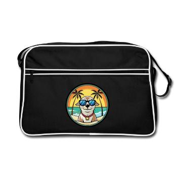 Seskar phoque chien race dessin animé lunettes de soleil plage - Sac Retro - noir/blanc - Devant