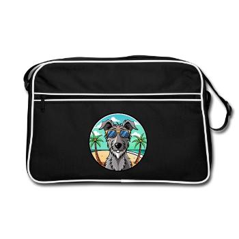 Scottish Deerhound Dog Breed Cartoon Sunglasses - Retro Bag - black/white - Front