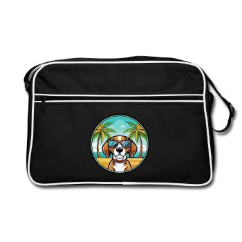 Treeing Walker Coonhound Dog Breed Cartoon Beach - Retro Bag - black/white - Front