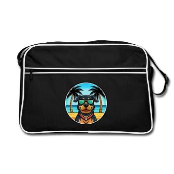 Rottweiler Chien Race Dessin Animé Lunettes De Soleil Plage - Sac Retro - noir/blanc - Devant