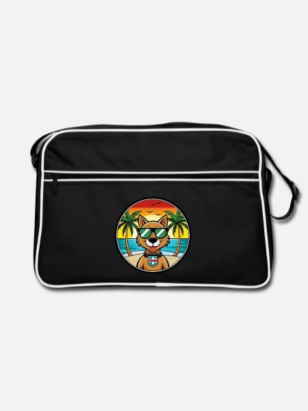 Portuguese Watchdog Breed Cartoon Sunglasses Beach - Retro Bag - black/white - Front