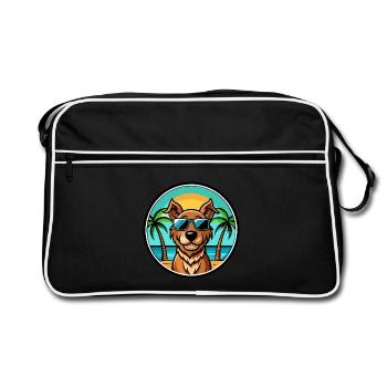 Pudelpointer Hunderasse Cartoon Sonnenbrille Strand - Retro Tasche - Schwarz/Weiß - Vorne