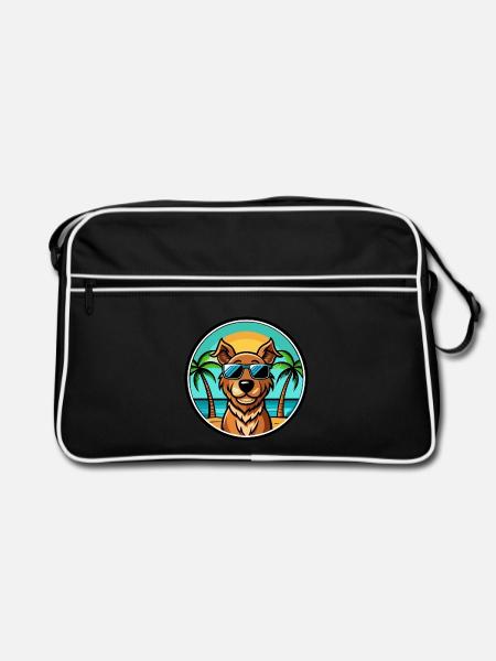 Pudelpointer Chien Race Dessin Animé Lunettes De Soleil Plage - Sac Retro - noir/blanc - Devant