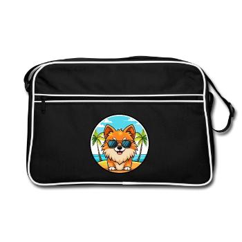 Poméranie Spitz allemand race de chien Cartoon Beach - Sac Retro - noir/blanc - Devant