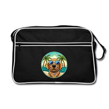 Picardy Spaniel Dog Breed Cartoon Sunglasses Beach - Retro Bag - black/white - Front