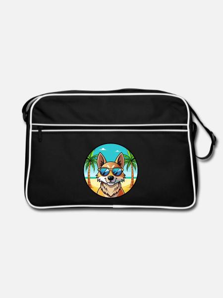 Slovensky Kopov Hunderasse Cartoon Sonnenbrille Strand - Retro Tasche - Schwarz/Weiß - Vorne