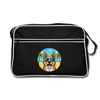 Plage de dessin animé de race de chien Ovcharka de Russie du Sud - Sac Retro - noir/blanc - Devant