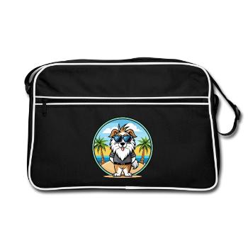 Picardy Sheepdog Breed Cartoon Sunglasses Beach - Retro Bag - black/white - Front
