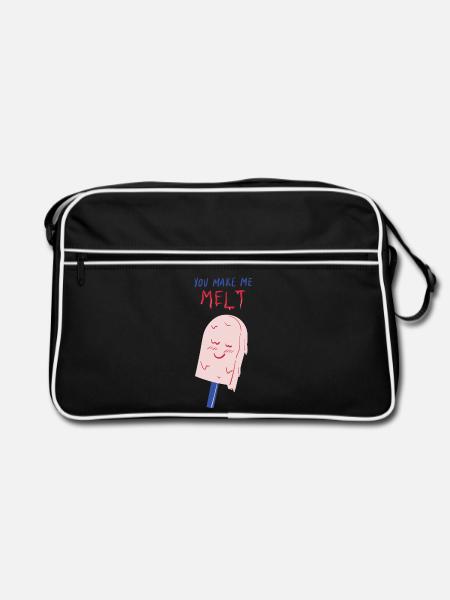 you make me melt icecream - Retro Tasche - Schwarz/Weiß - Vorne