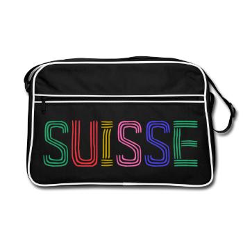 SUISSE. PAYS. GENEVE. HUMOUR. DRAPEAU. GENEVE - Sac Retro - noir/blanc - Devant