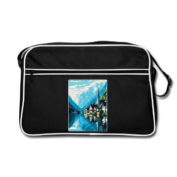 Hallstatt Lac Autriche Affiche de voyage vintage WPA - Sac Retro - noir/blanc - Devant
