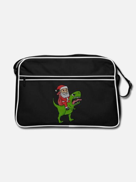 Effet de Noël laid de dinosaure de Noël - Sac Retro - noir/blanc - Devant