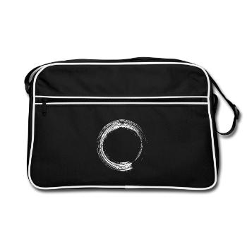 Kreis Design Bürste Symbol weiß - Retro Tasche - Schwarz/Weiß - Vorne