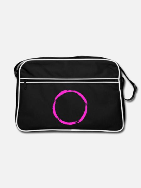 Kreis Symbol Kreisform Neue Variante - Retro Tasche - Schwarz/Weiß - Vorne
