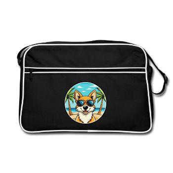 Lunettes de soleil de dessin animé de race de chien chantant de Nouvelle-Guinée - Sac Retro - noir/blanc - Devant