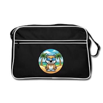 Milieu Asiatique Ovtcharka Chien Race Dessin Animé Plage - Sac Retro - noir/blanc - Devant