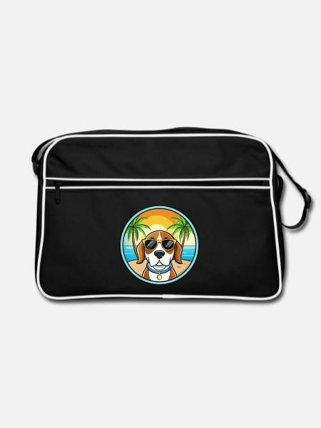 Kerry Beagle Hunderasse Cartoon Sonnenbrille Strand - Retro Tasche - Schwarz/Weiß - Vorne