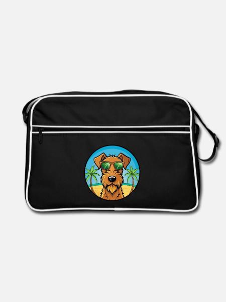 Irish Terrier Dog Breed Cartoon Sunglasses Beach - Retro Bag - black/white