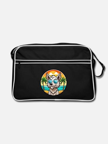 Grand Griffon Vendeen Hunderasse Cartoon Sonnenbrille - Retro Tasche - Schwarz/Weiß - Vorne