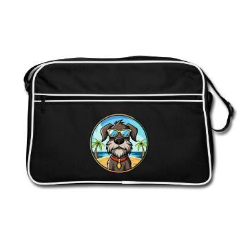 Chien d’arrêt allemand à poil dur race dessin animé plage - Sac Retro - noir/blanc - Devant