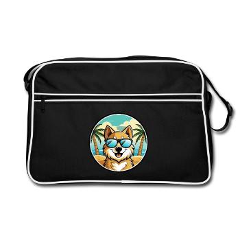 Lunettes de soleil de dessin animé de race de chien Spitz allemand plage - Sac Retro - noir/blanc - Devant
