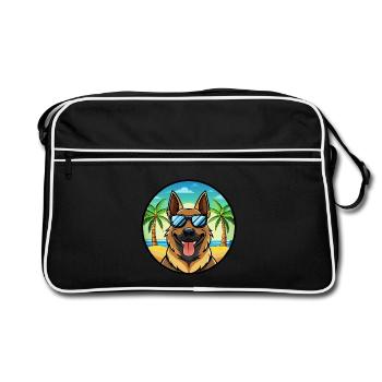 Berger d’Europe de l’Est Race Cartoon Beach - Sac Retro - noir/blanc - Devant