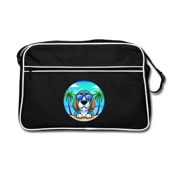 Lunettes de soleil de dessin animé Blue Gascony Basset Dog Breed - Sac Retro - noir/blanc - Devant