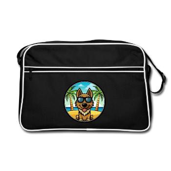 Black Tan Dog Breed Cartoon Sunglasses Beach - Retro Bag - black/white - Front