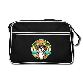 Beagle Harrier Chien Race Dessin Animé Lunettes de soleil Plage - Sac Retro - noir/blanc - Devant